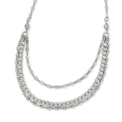 Leslie's Sterling Silver Polished and Beaded Necklace w/2in ext