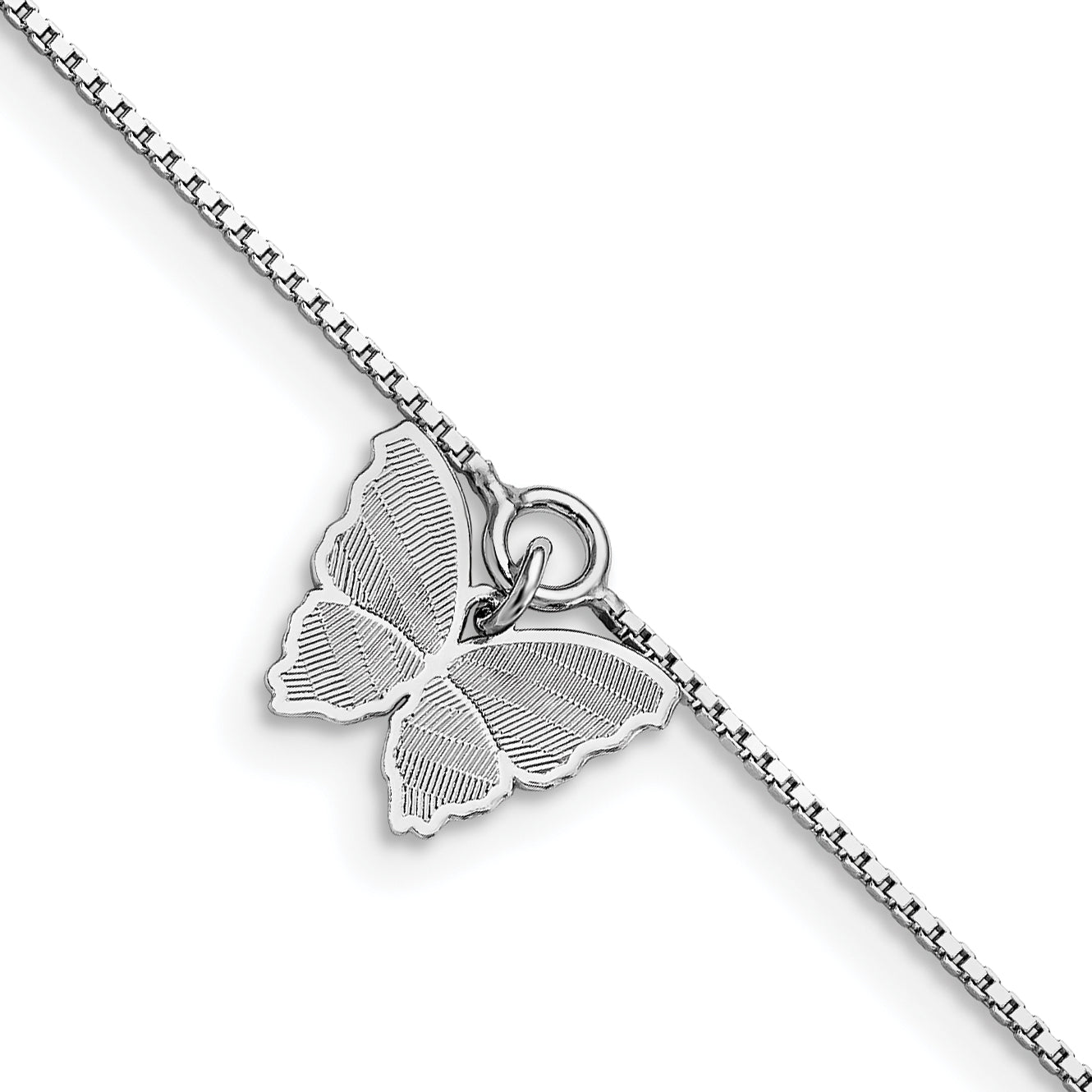 SS Polished & Textured Butterfly w/1in ext. Anklet Main image
