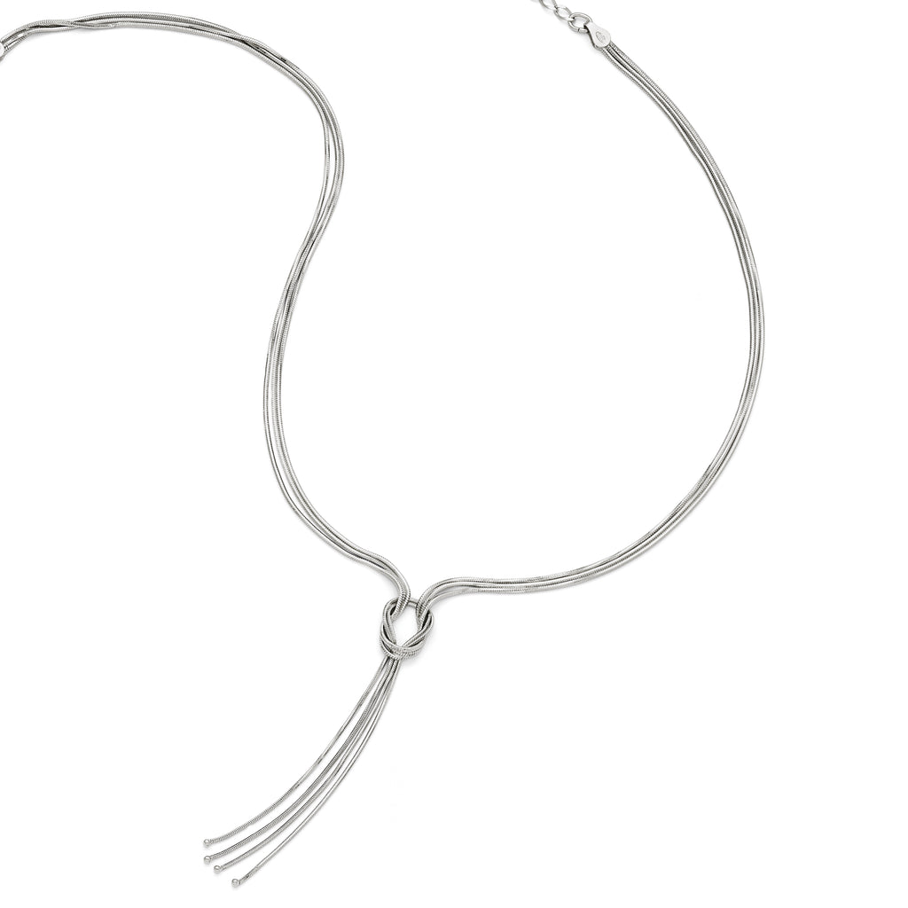 Sophia Jewelers Sterling Silver 18in Fancy Knot Necklace with Rhodium Polish