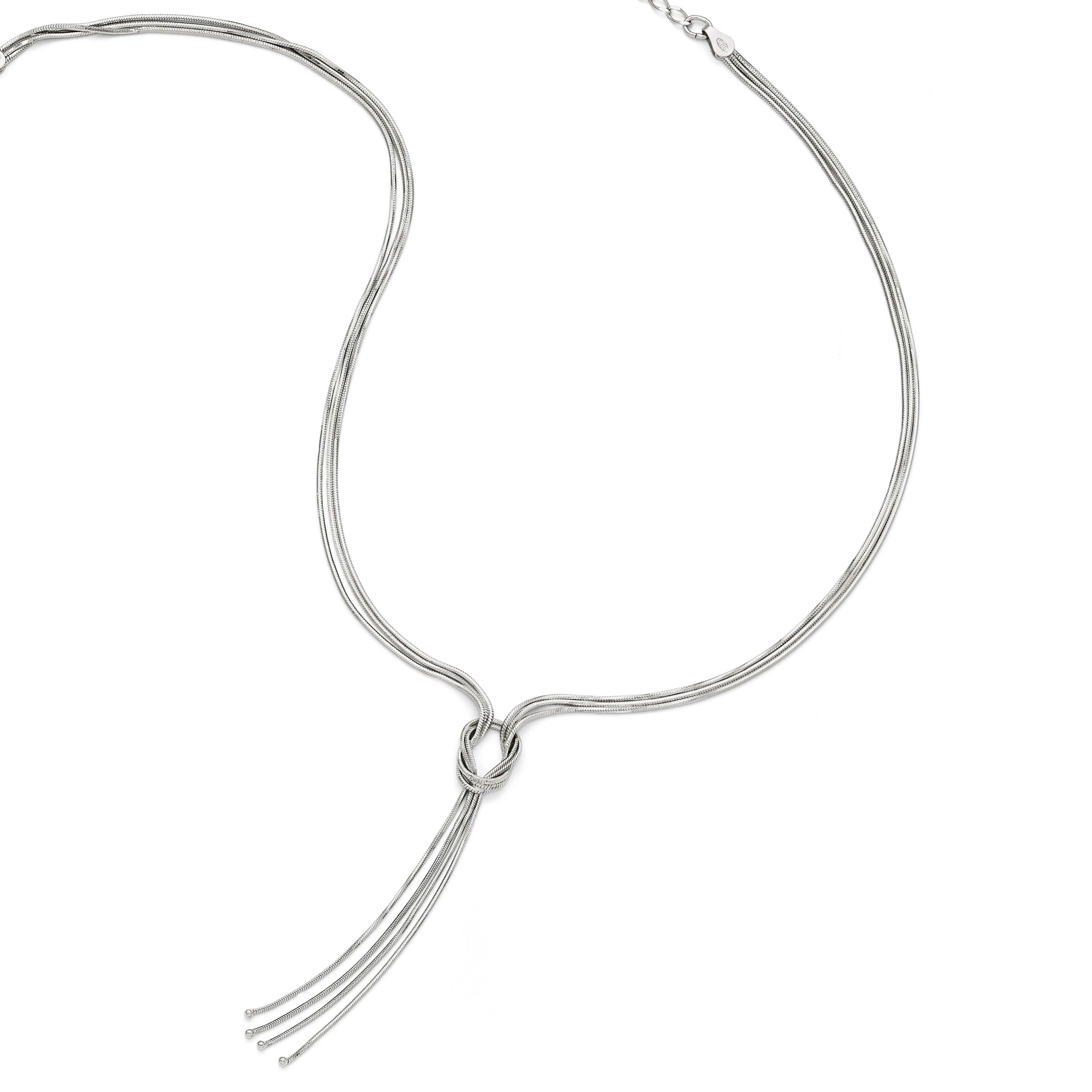Sophia Jewelers Sterling Silver 18in Fancy Knot Necklace with Rhodium Polish