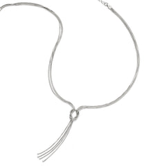 Sophia Jewelers Sterling Silver 18in Fancy Knot Necklace with Rhodium Polish
