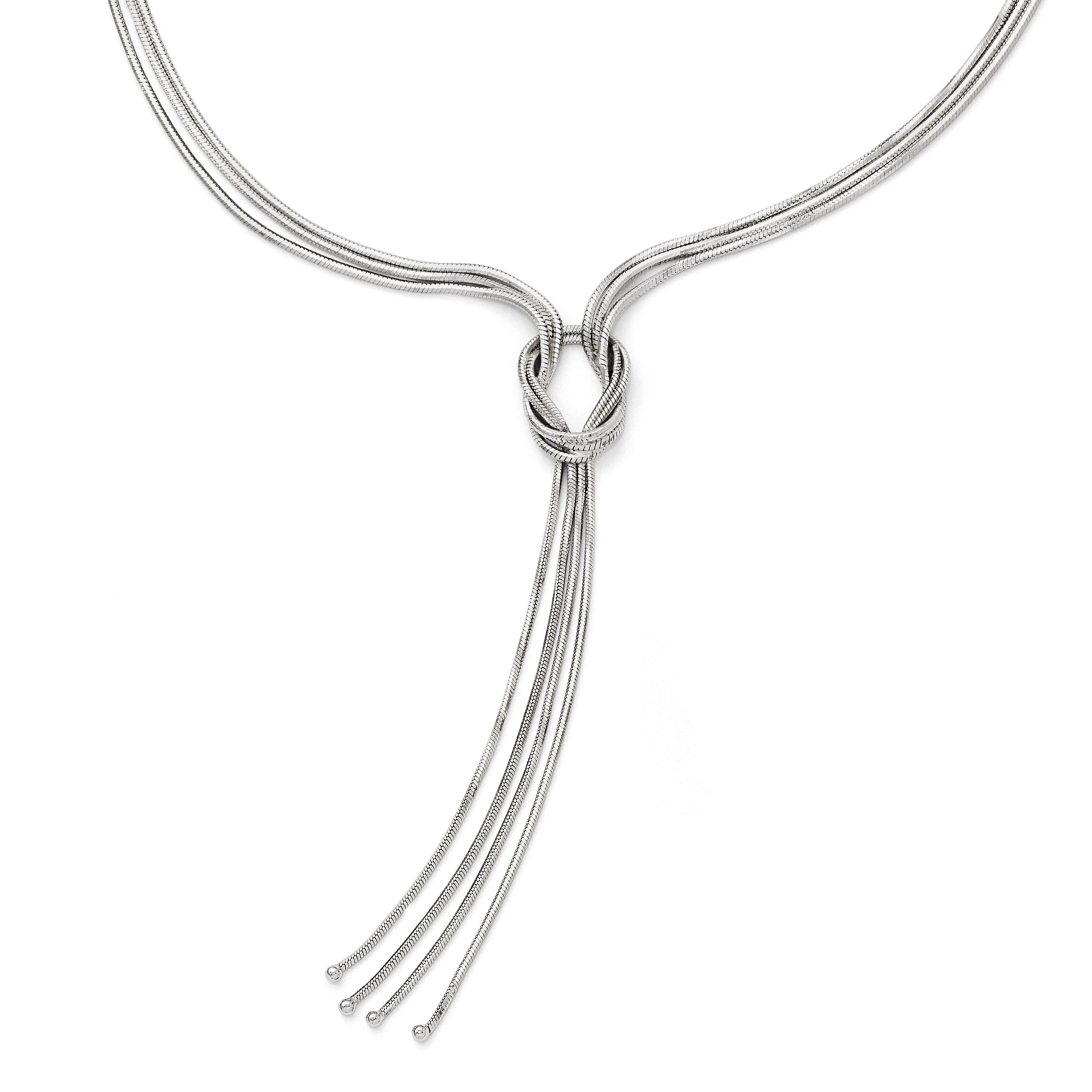 Sterling Silver RH-plat Polish Fancy Knot w/2in ext. Necklace Main image