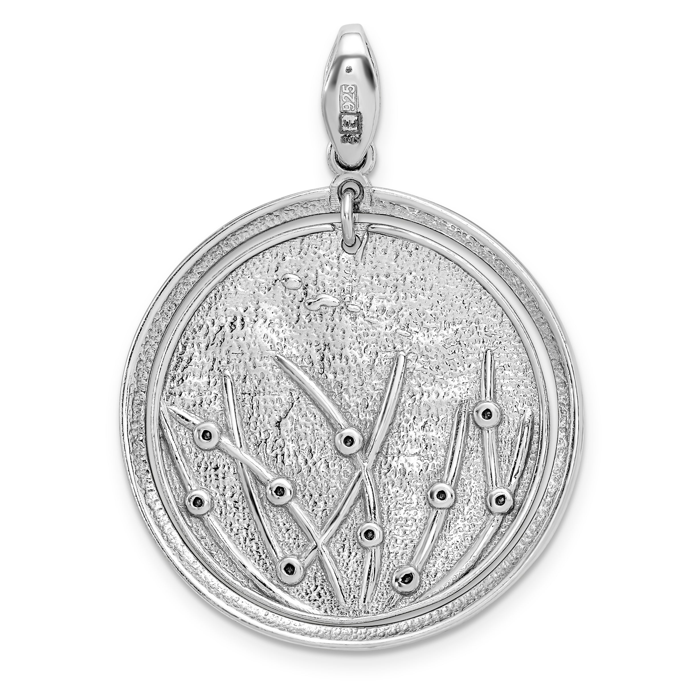 Leslie's Sterling Silver Polished and Brushed Crystal Pendant
