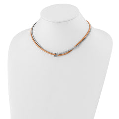 Sophia Jewelers Sterling Silver & Rose Gold Knot Necklace with Extender - 18.5