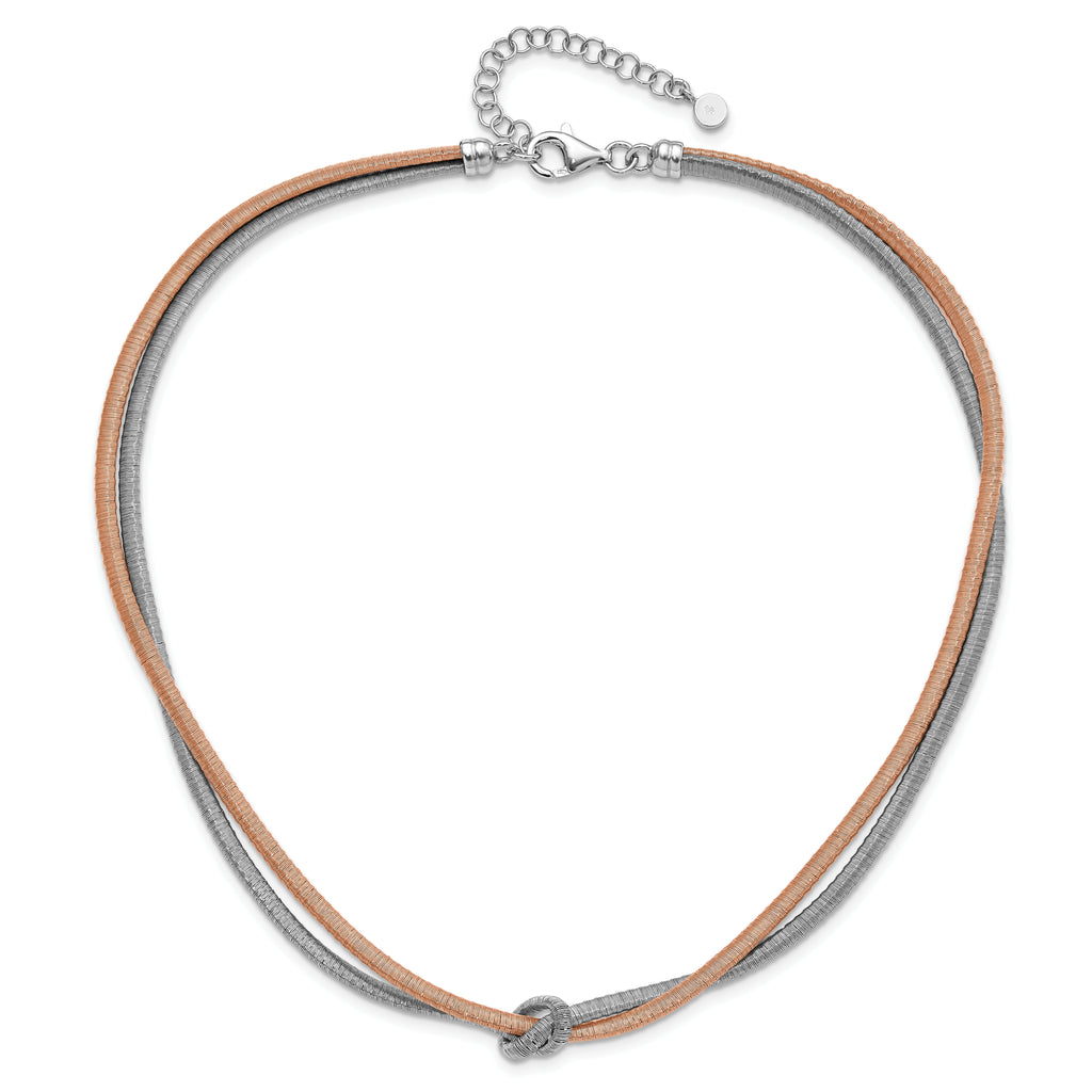 Sophia Jewelers Sterling Silver & Rose Gold Knot Necklace with Extender