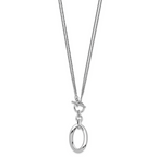 Sterling Silver 925 Polished Fancy Necklace with Rhodium 2-Strand Design