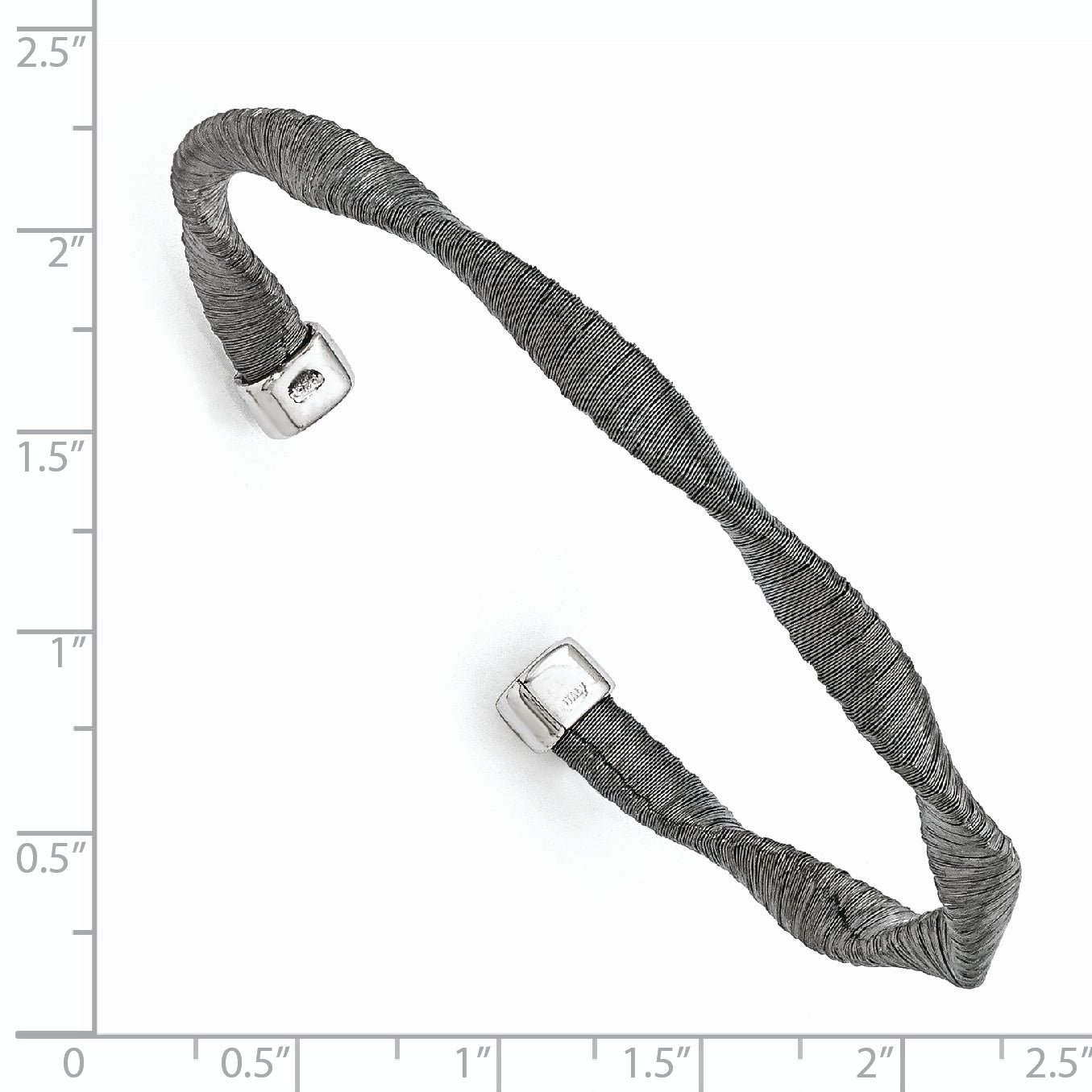 Sterling Silver Black Rhodium Cuff Bracelet with Textured Twist Design Secondary image