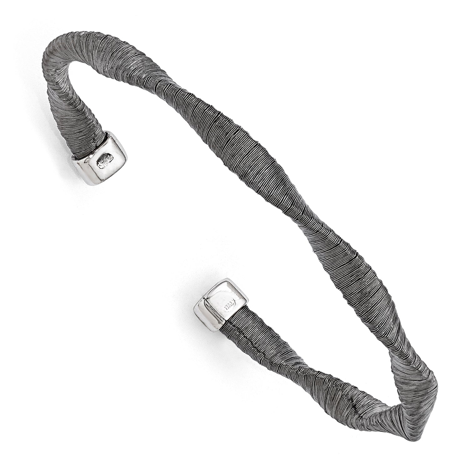 Sterling Silver Black Rhodium-plated Textured Twisted Bracelet Main image