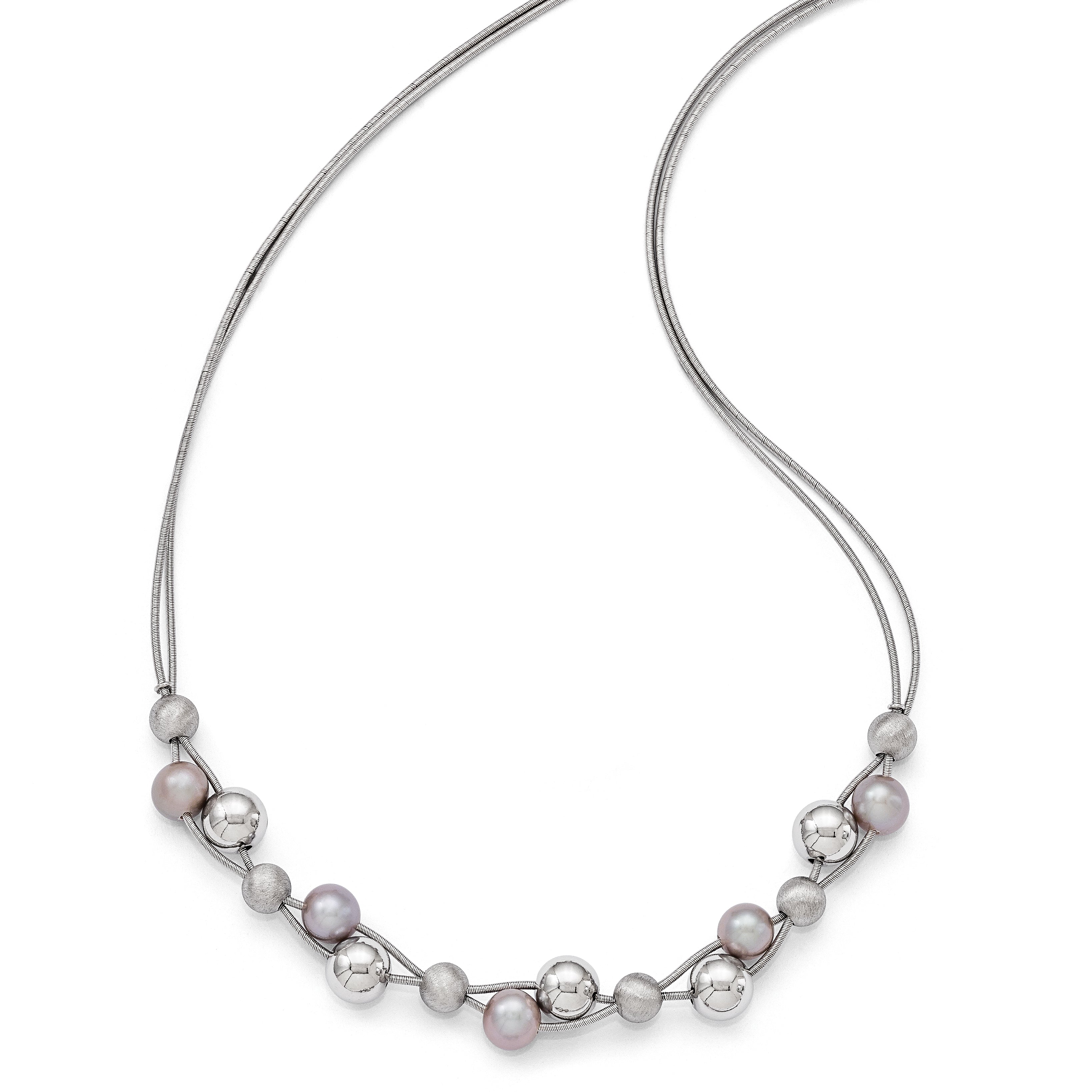 Sophia Jewelers 925 Sterling Silver Beaded Necklace with Multi-Color Freshwater Pearls Secondary image