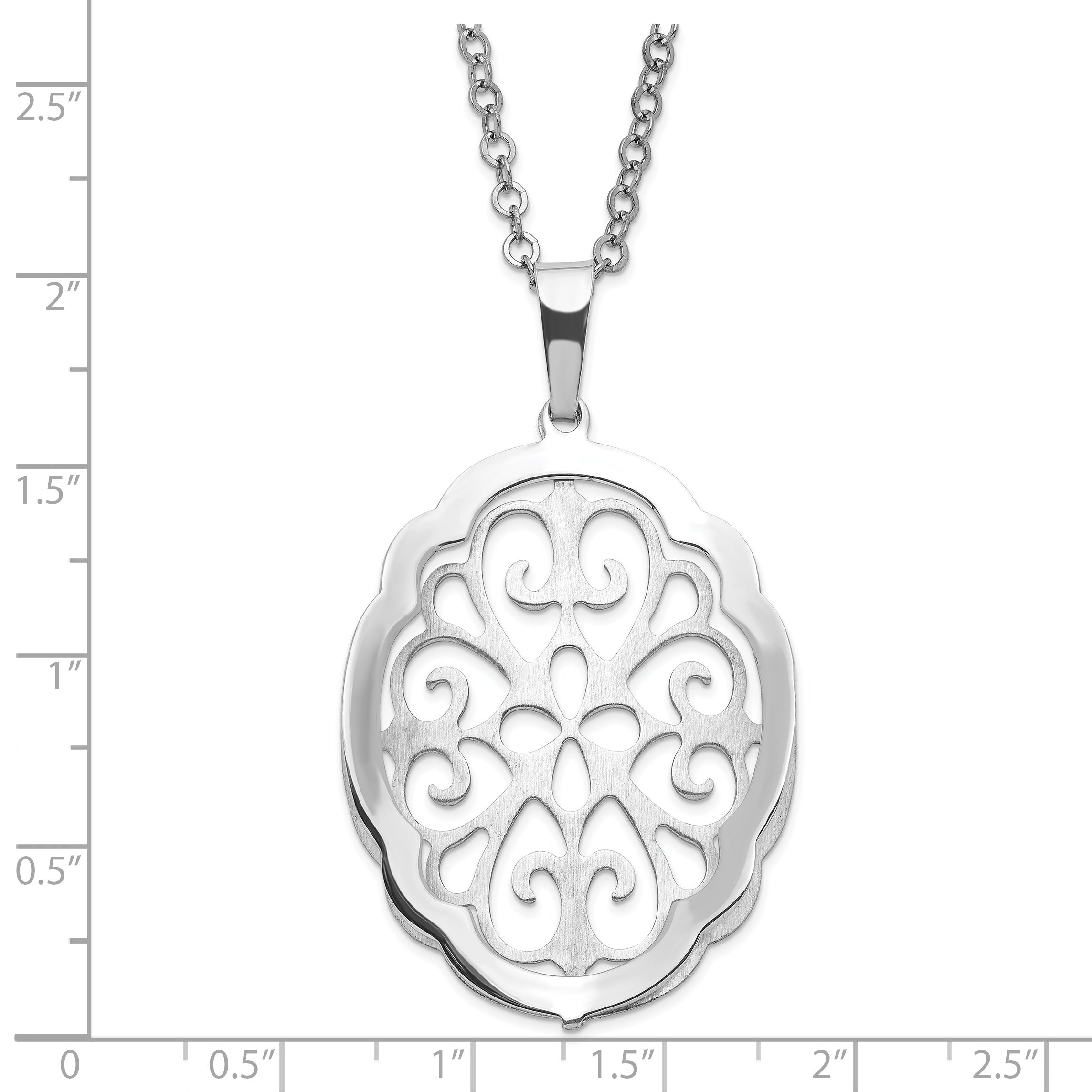 Sterling Silver 925 Fancy Necklace with Rhodium Satin Finish