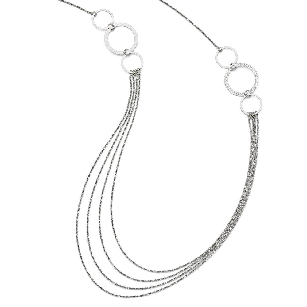 Leslie's Sterling Silver Rhodium Plated Diamond-cut Necklace