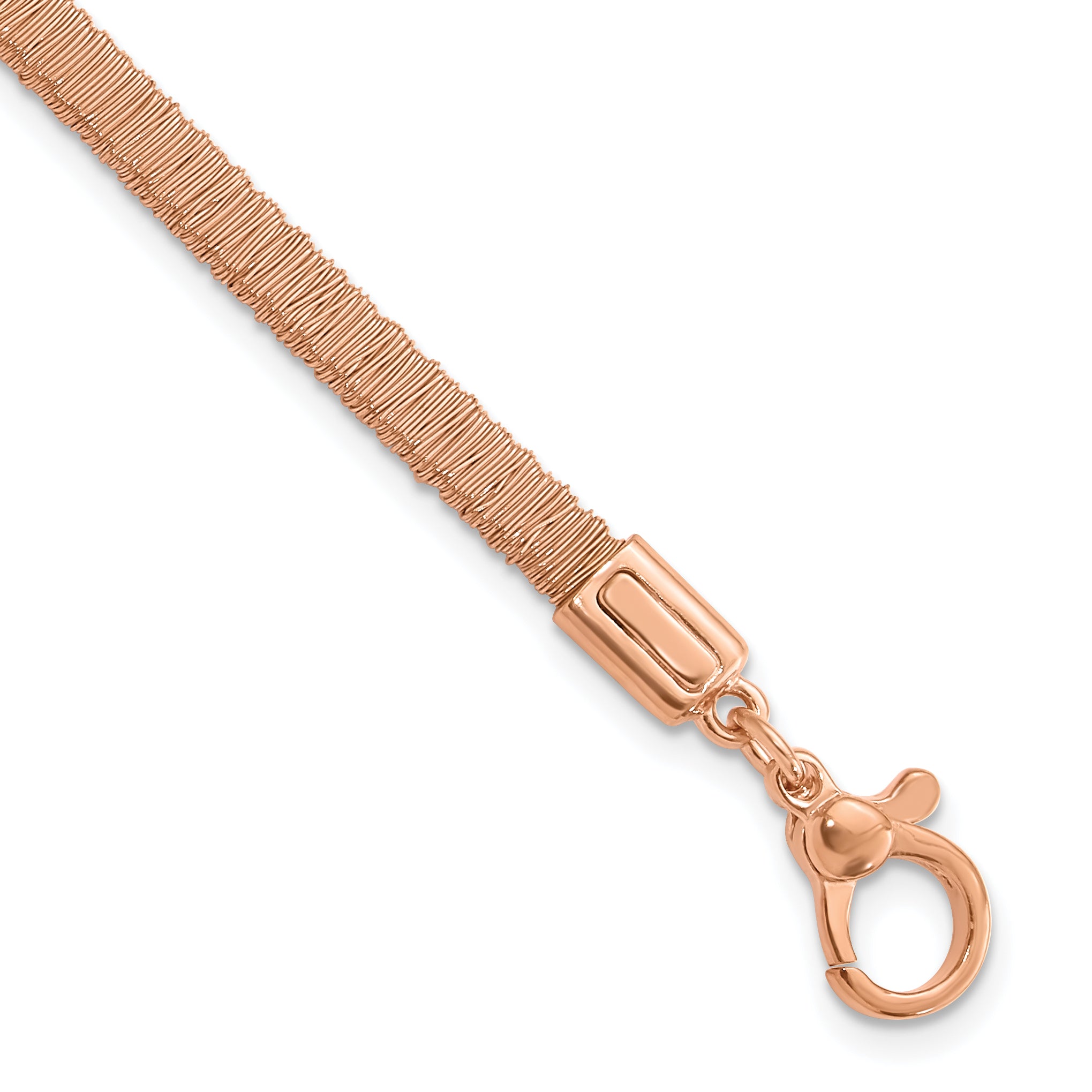 Sterling Silver Rose Gold-plated Polished Wire Wrapped w/1in ext Bracelet Main image