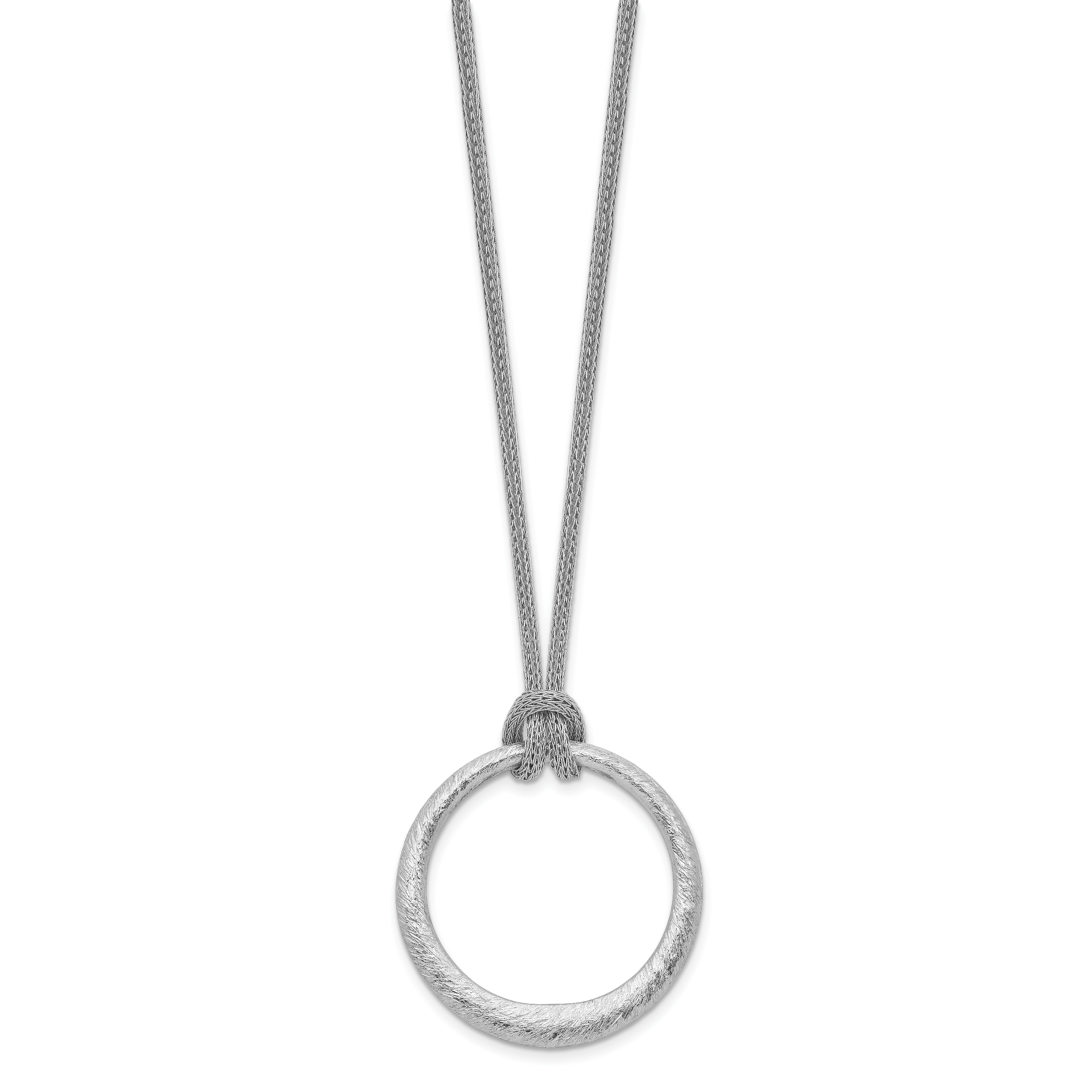 Sophia Jewelers 925 Sterling Silver Textured Circle Pendant Necklace, Polished Elegance Secondary image