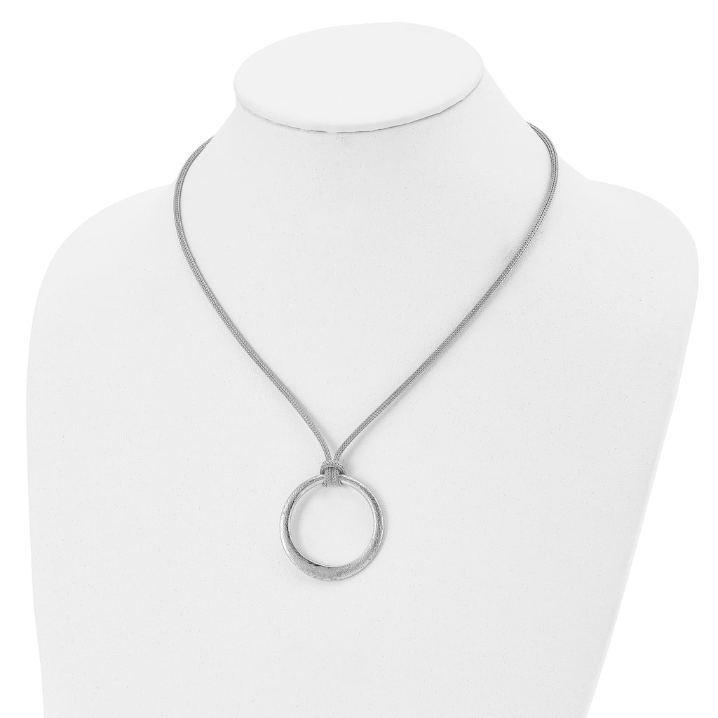 Sophia Jewelers 925 Sterling Silver Textured Circle Pendant Necklace, Polished Elegance
