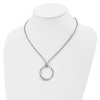 Sophia Jewelers 925 Sterling Silver Textured Circle Pendant Necklace, Polished Elegance
