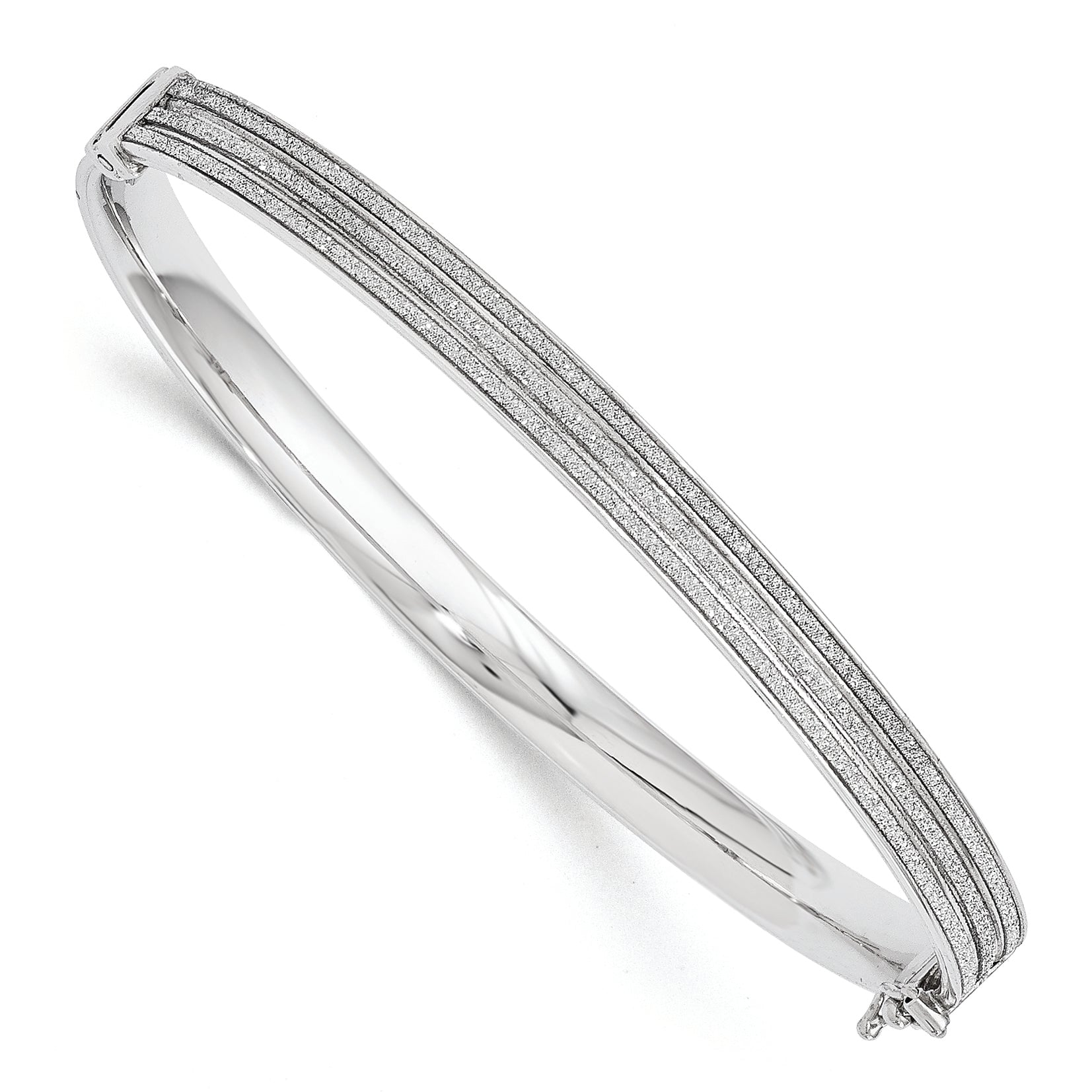 Sterling Silver Glimmer Infused Hinged Bangle Bracelet Main image