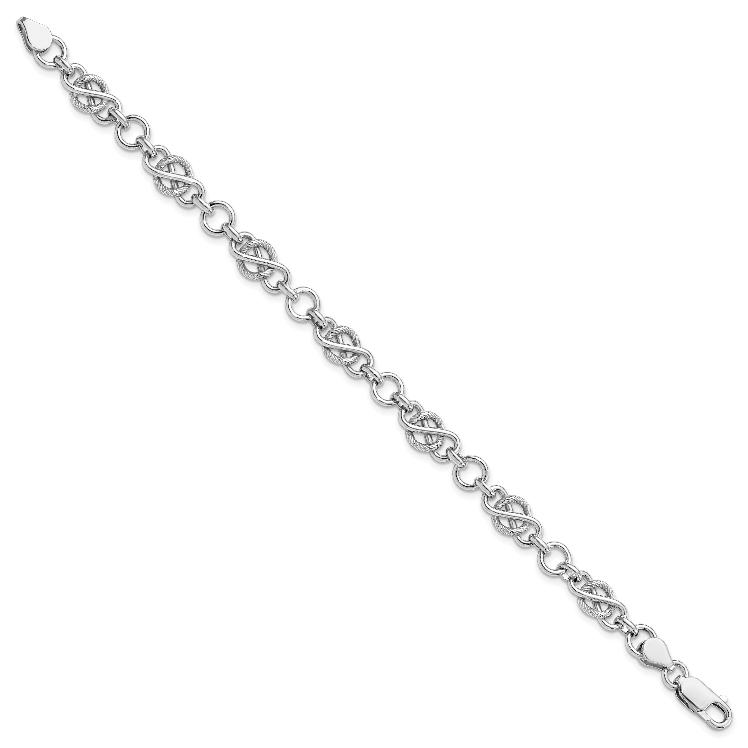 Sterling Silver Rhodium-plated Polished/Textured Bracelet Secondary image