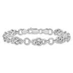 Sterling Silver Rhodium-plated Polished/Textured Bracelet