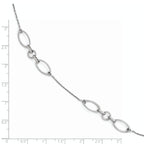 Sterling Silver Rhodium-plated Fancy Link 9 with 1in ext. Anklet