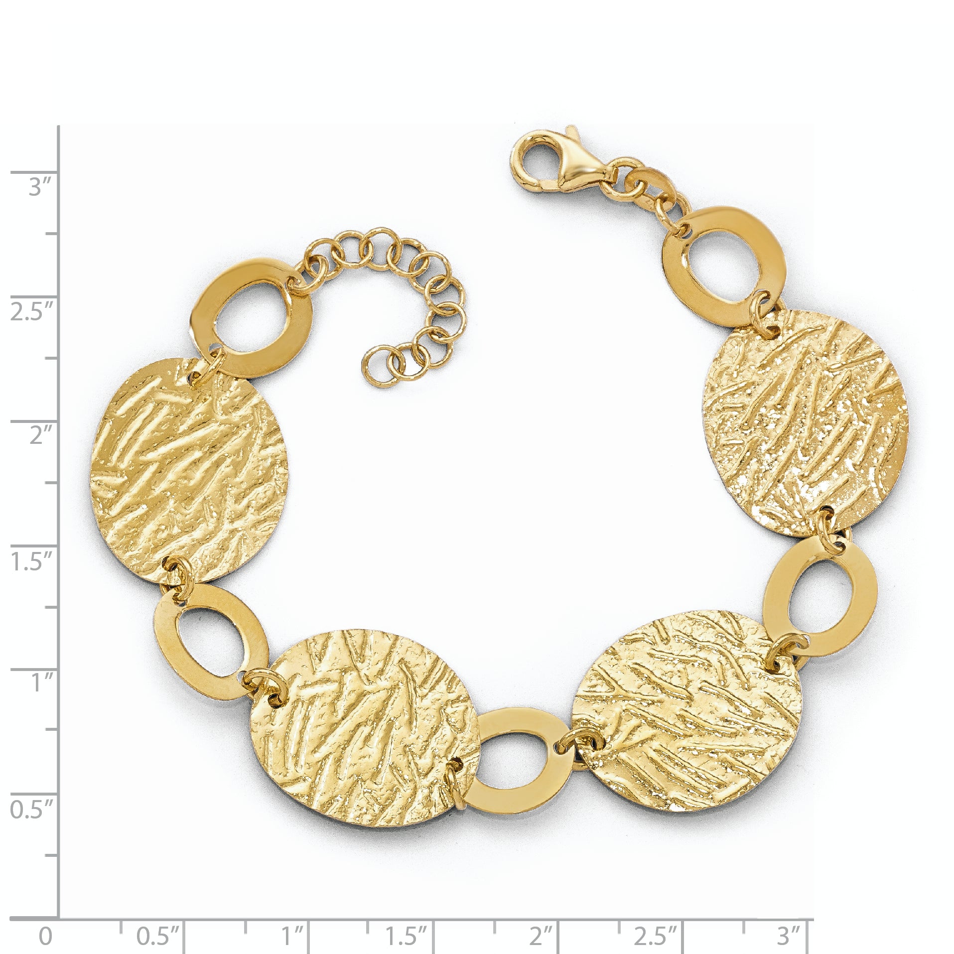 Sterling Silver Gold-plated Textured w/1in Bracelet Secondary image