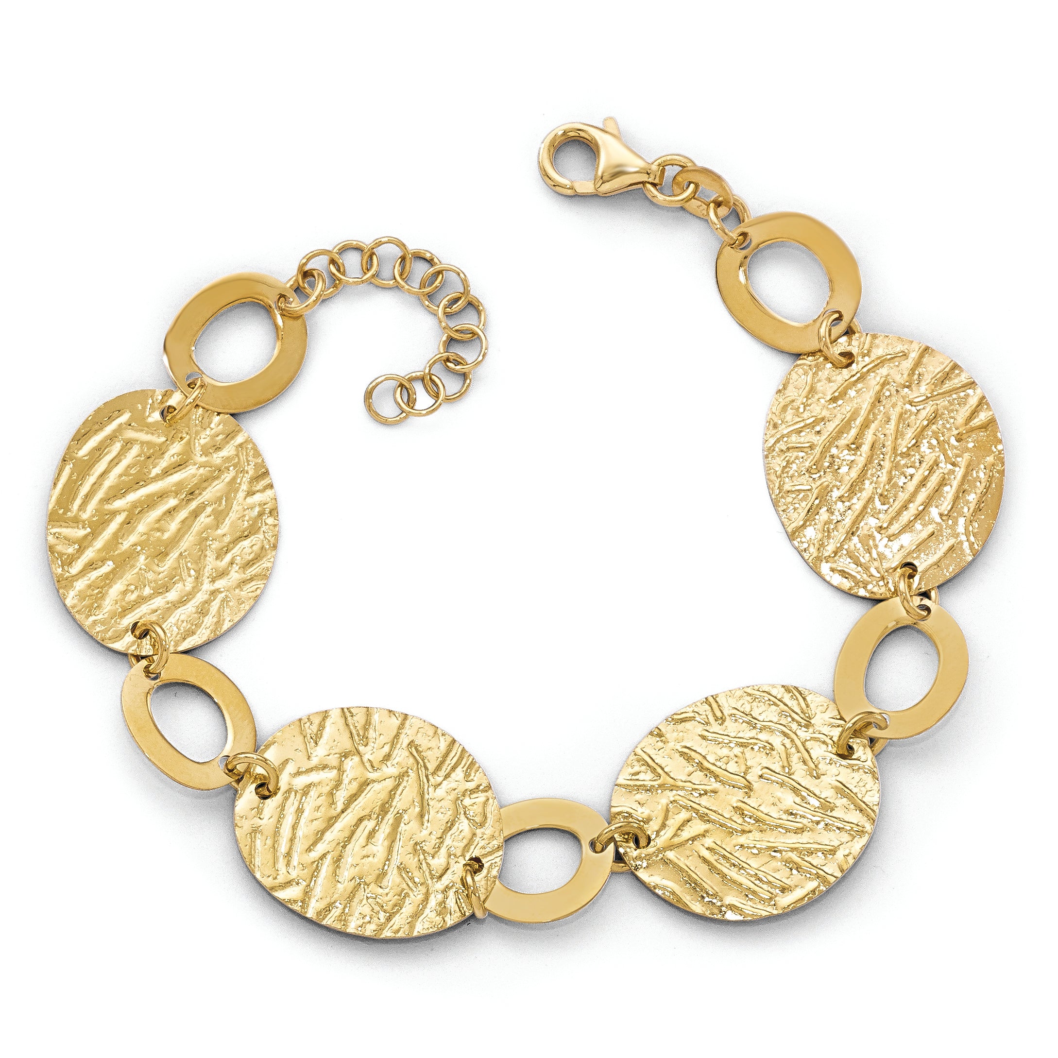 Sterling Silver Gold-plated Textured w/1in Bracelet Main image