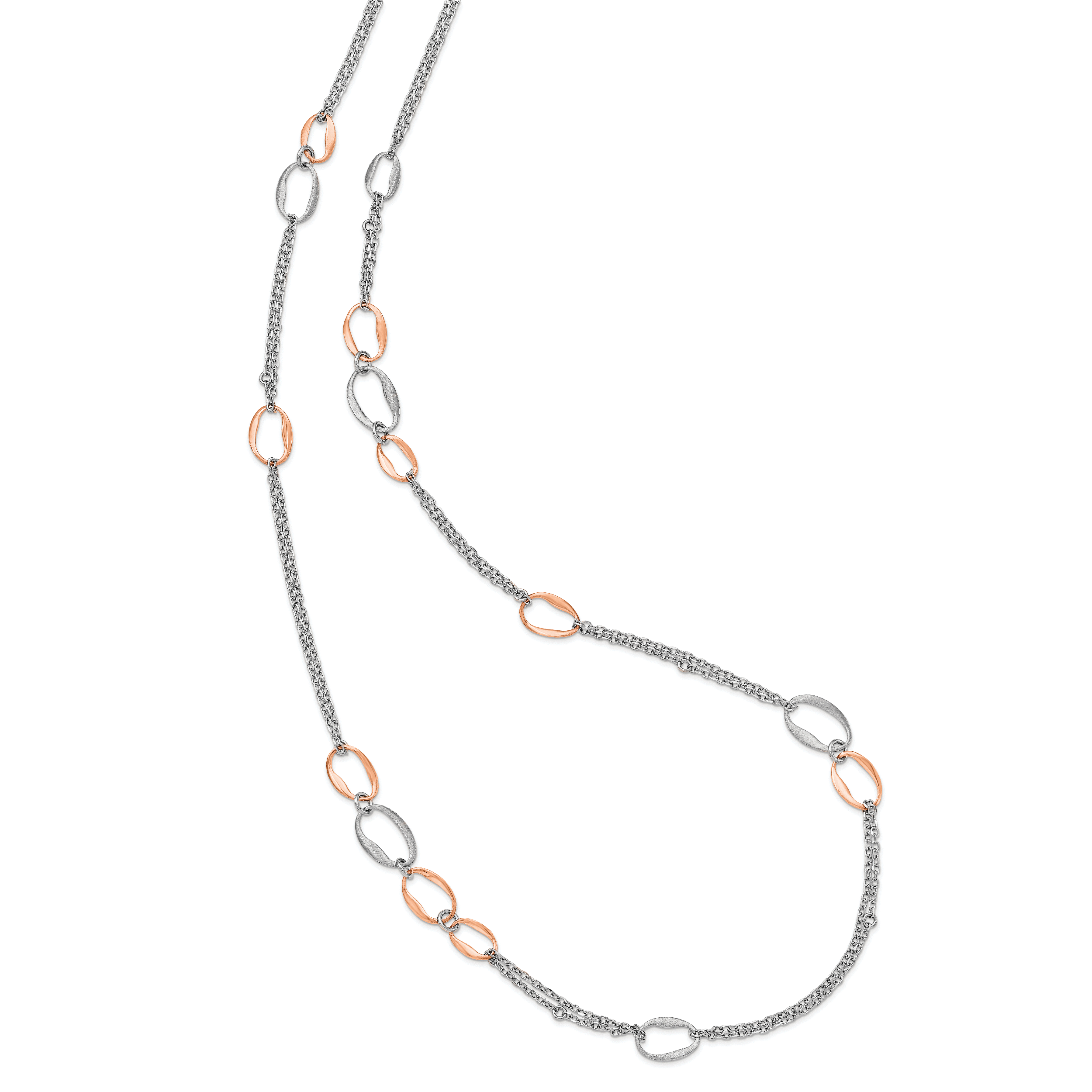 Sophia Jewelers 925 Sterling Silver Two-Tone Necklace with Rose Gold Accent Secondary image