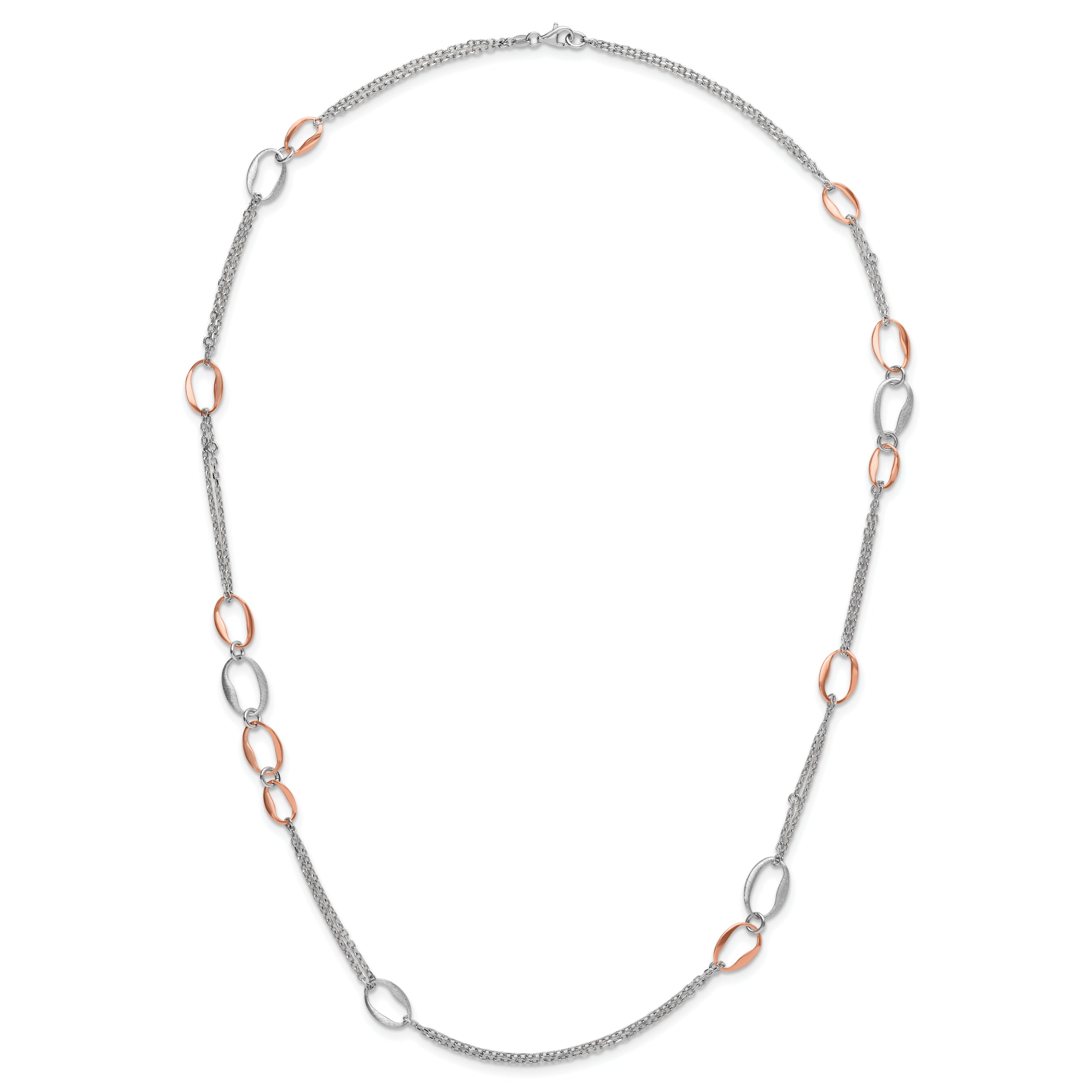Sophia Jewelers 925 Sterling Silver Two-Tone Necklace with Rose Gold Accent