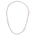 Sophia Jewelers 925 Sterling Silver Two-Tone Necklace with Rose Gold Accent