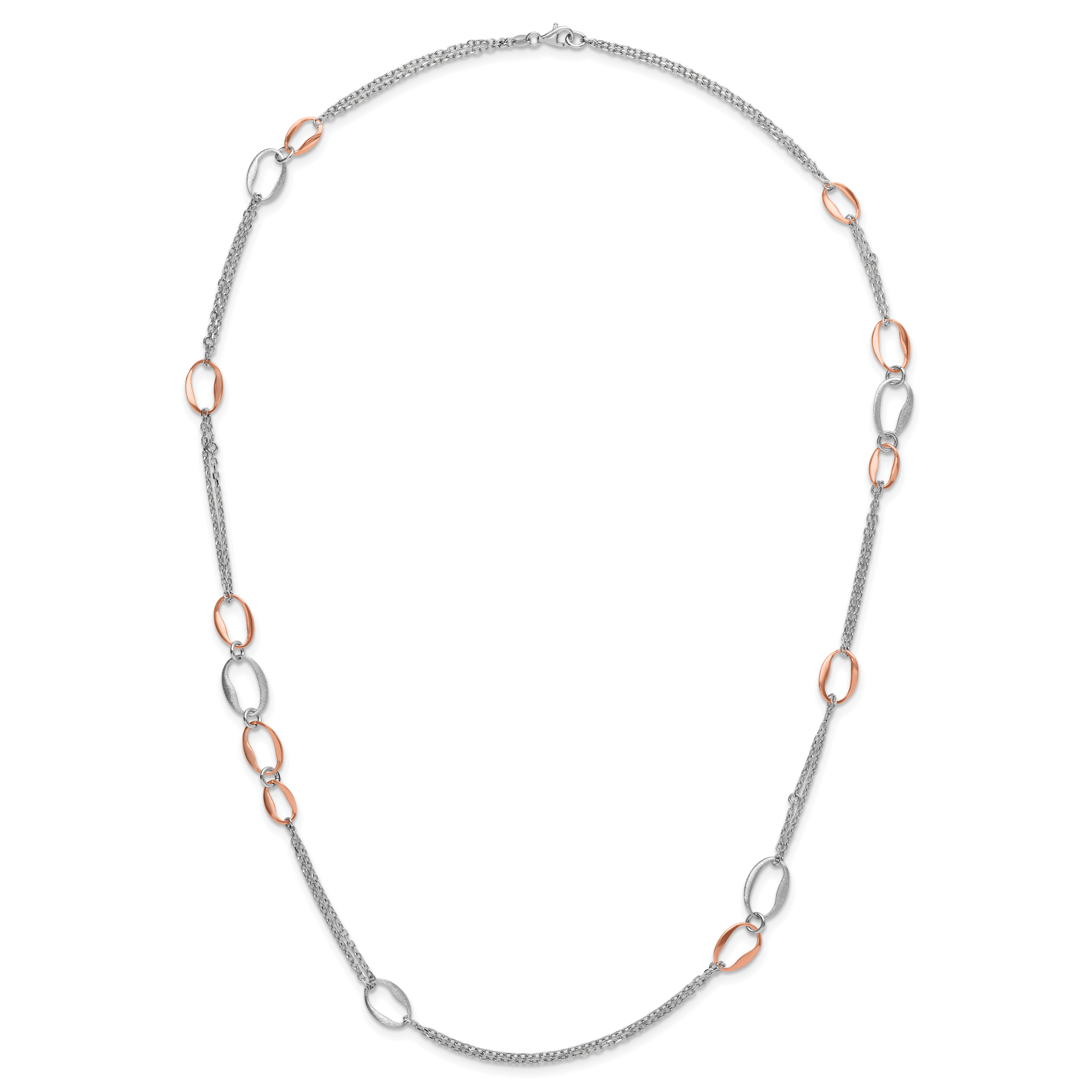 Sophia Jewelers 925 Sterling Silver Two-Tone Necklace with Rose Gold Accent