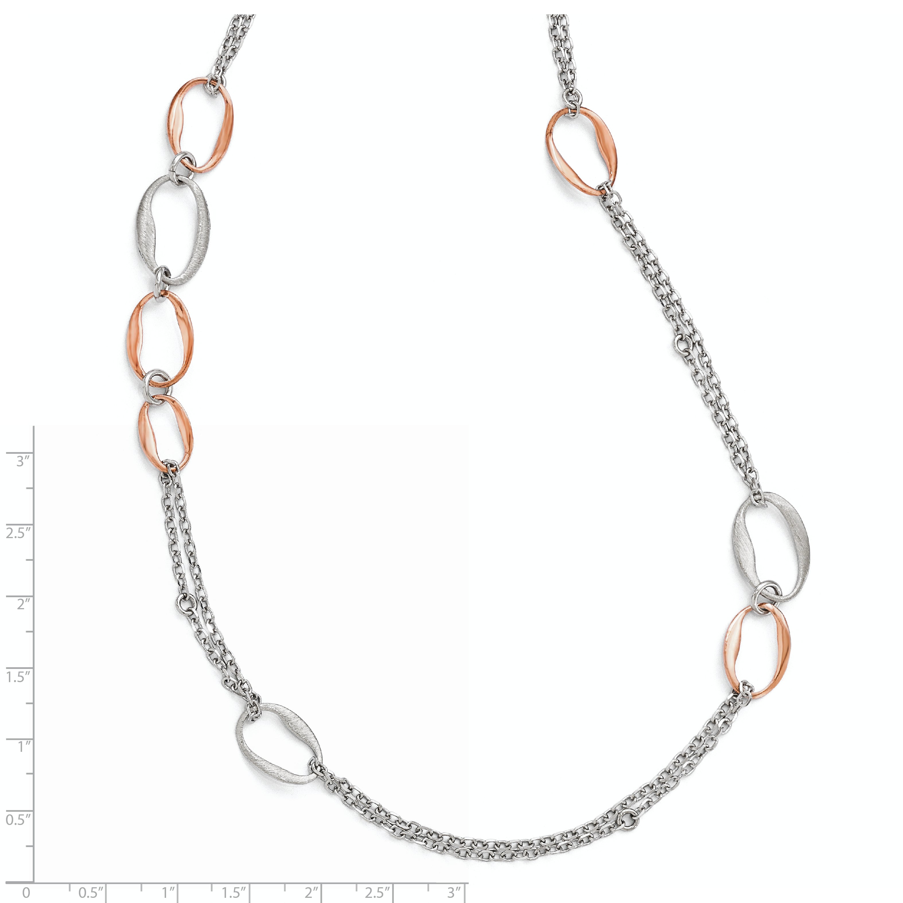 Sophia Jewelers 925 Sterling Silver Two-Tone Necklace with Rose Gold Accent