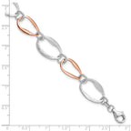Sterling Silver Rose-plated w/1in ext. Link Bracelet