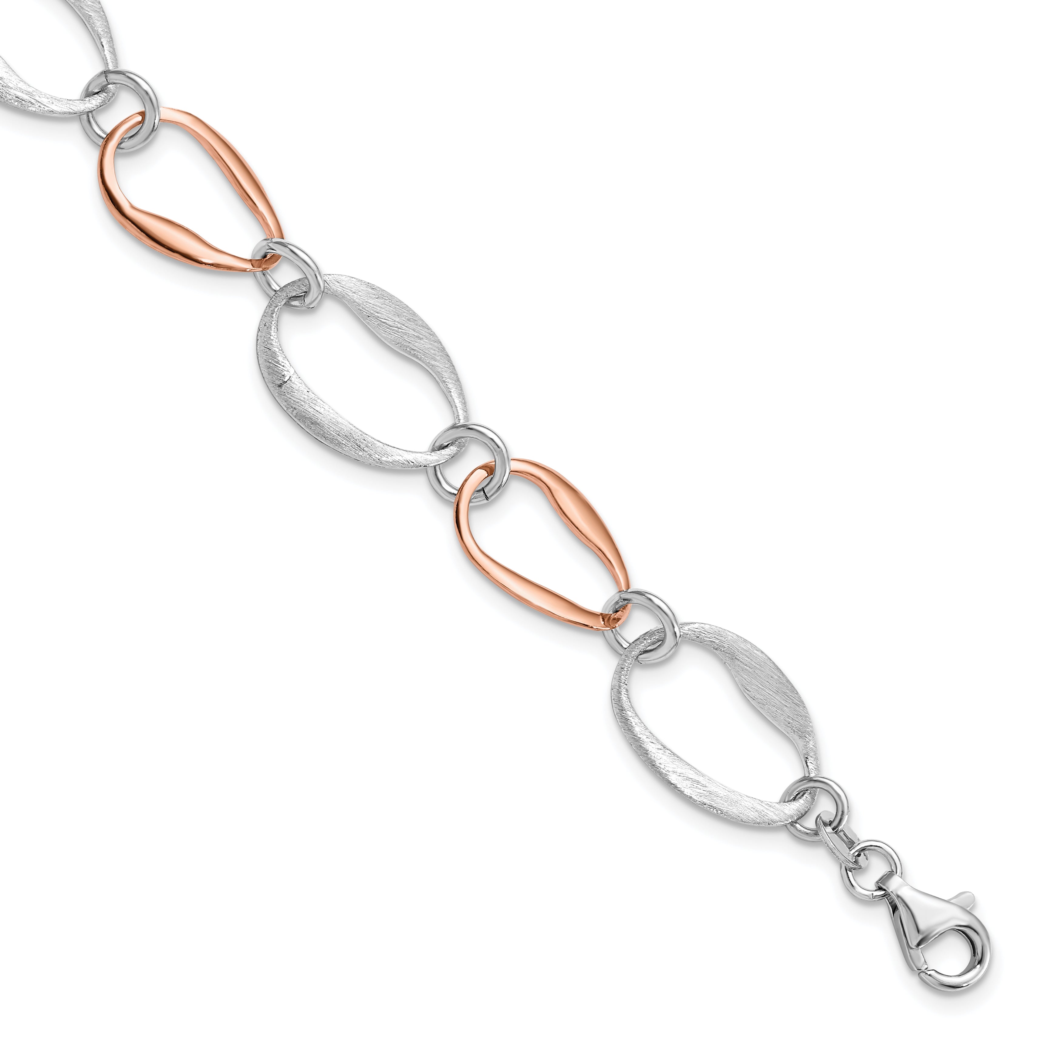 Sterling Silver Rose-plated w/1in ext. Link Bracelet Main image