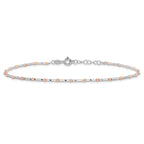 Sterling Silver Rose flash-plated Diamond Cut w/1in ext. Anklet