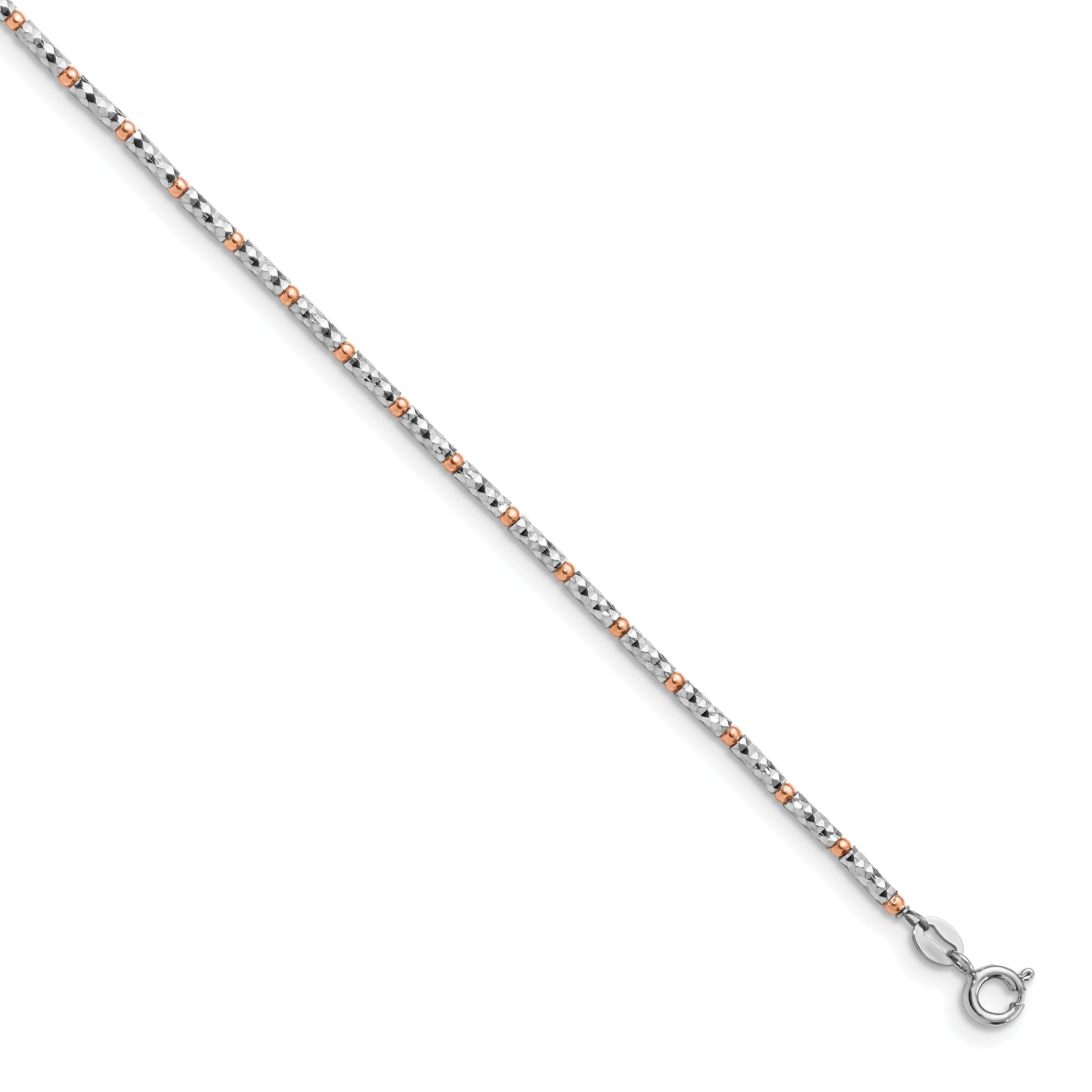 Sterling Silver Rose flash-plated D/C w/1in ext. Anklet Main image