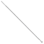 Sterling Silver Rhodium Diamond Cut Beaded w/1in ext. Anklet