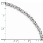 Sterling Silver Rhodium Diamond Cut Beaded w/1in ext. Anklet