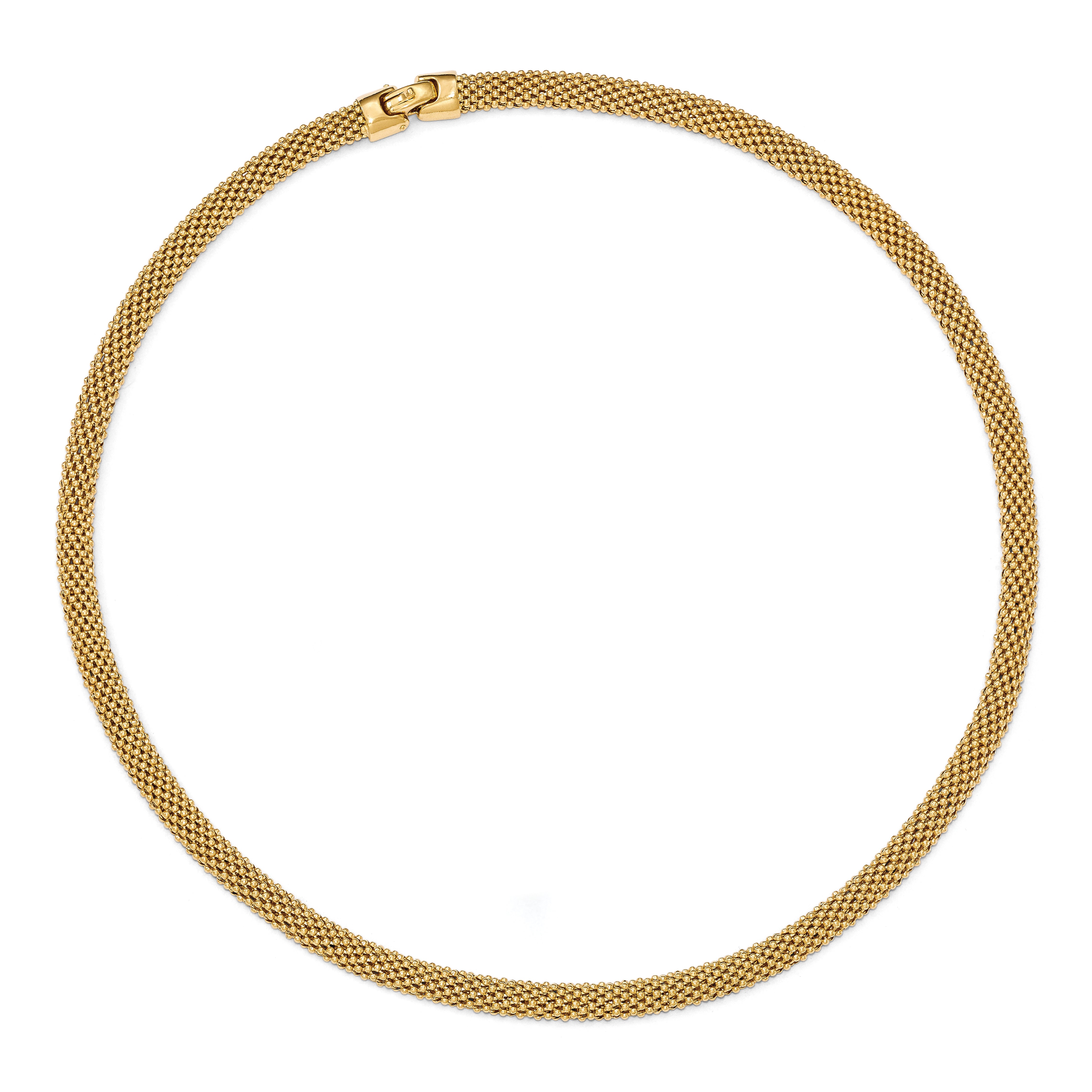 Sterling Silver Mesh Necklace with Gold-tone Polished Finish