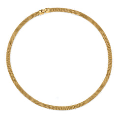 Sterling Silver Mesh Necklace with Gold-tone Polished Finish