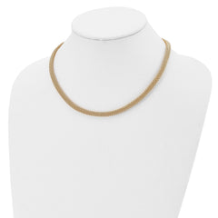 Sterling Silver Mesh Necklace with Gold-tone Polished Finish
