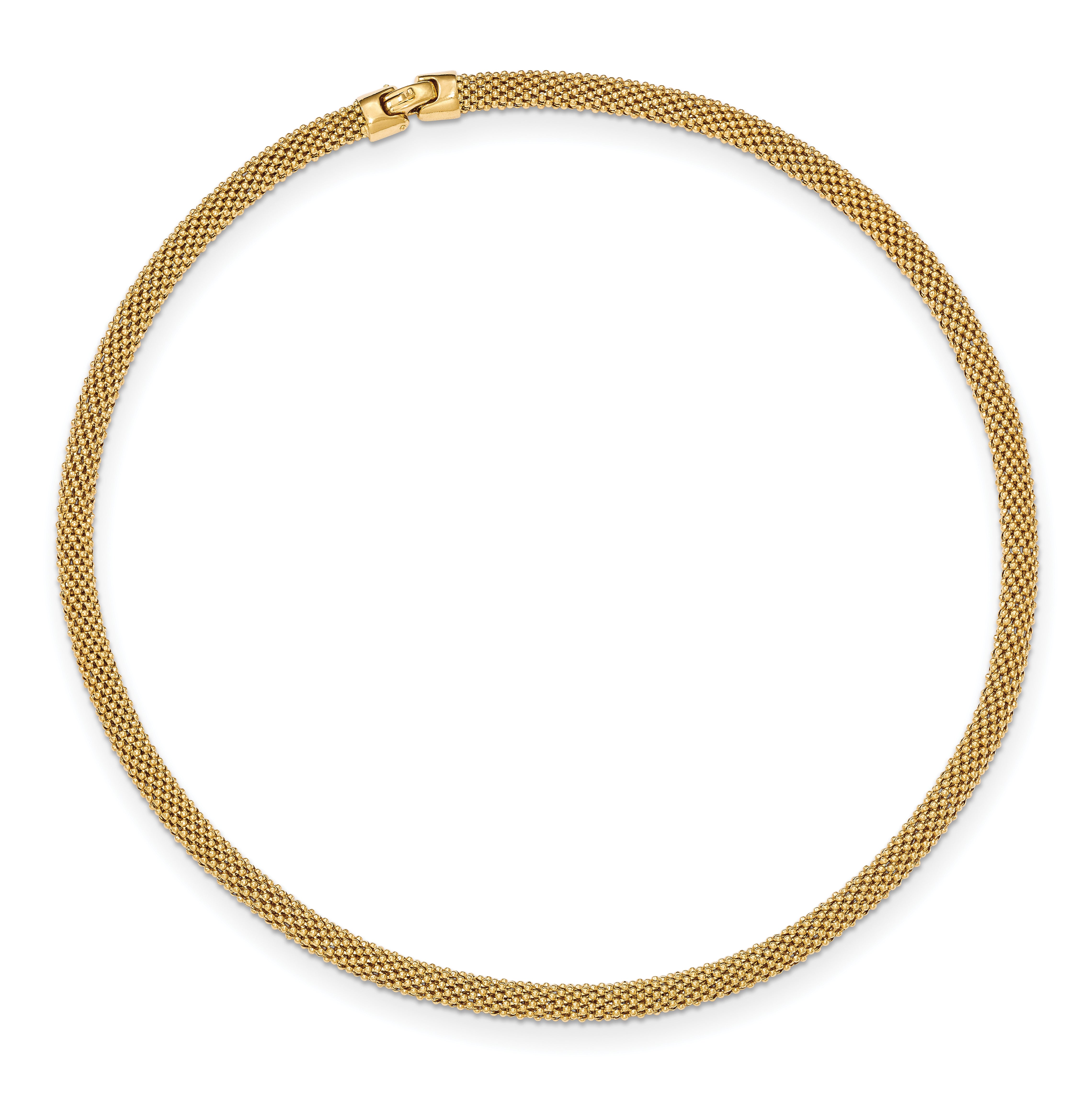 Sterling Silver Mesh Necklace with Gold-tone Polished Finish