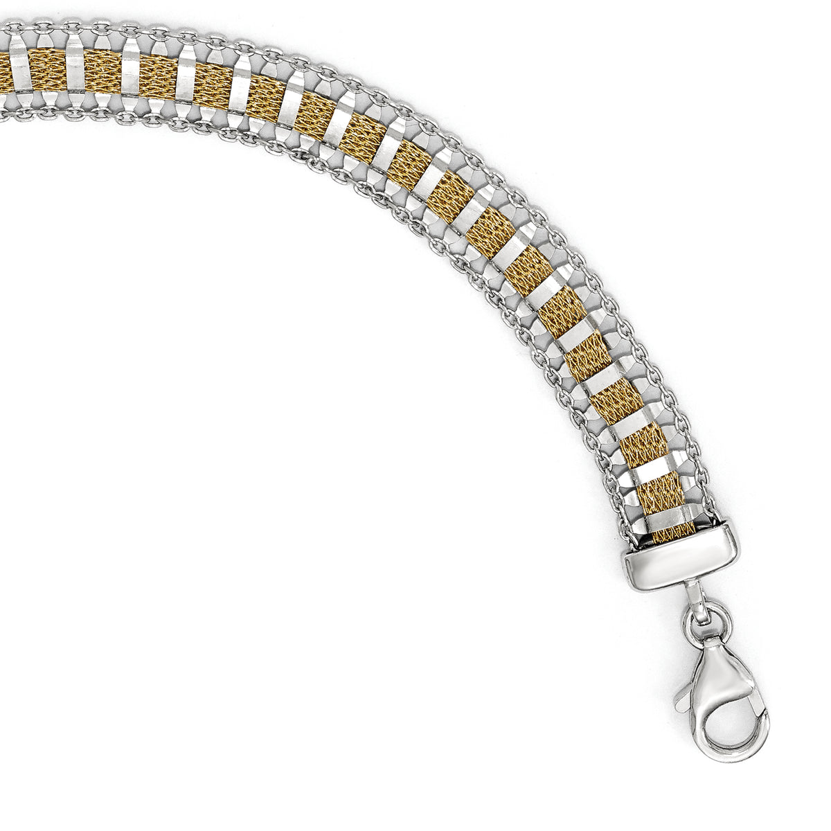 Leslie's Sterling Silver Gold-tone Polished & Textured Fancy Bracelet