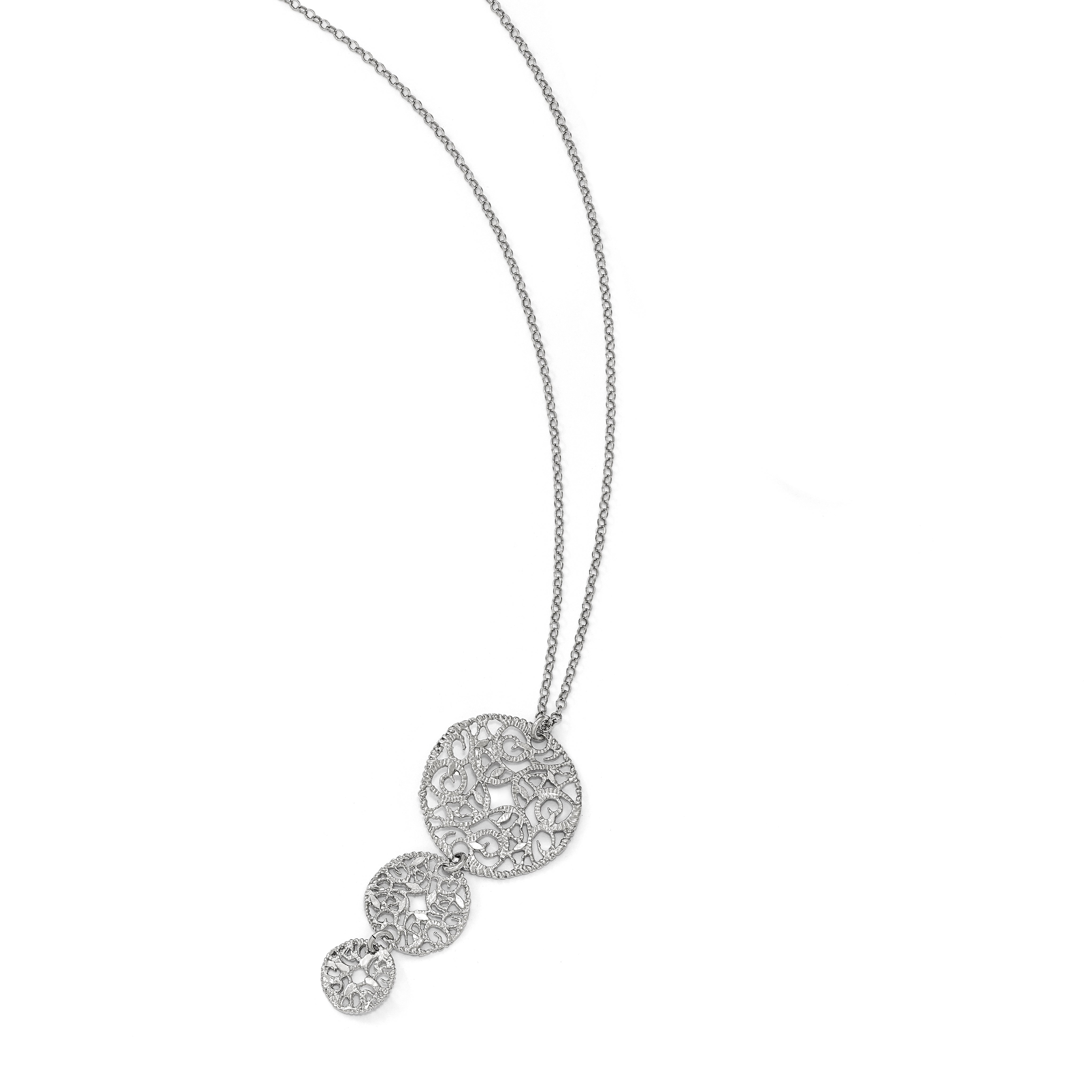 Sophia Jewelers 925 Sterling Silver Textured Fancy Necklace with Extension Secondary image