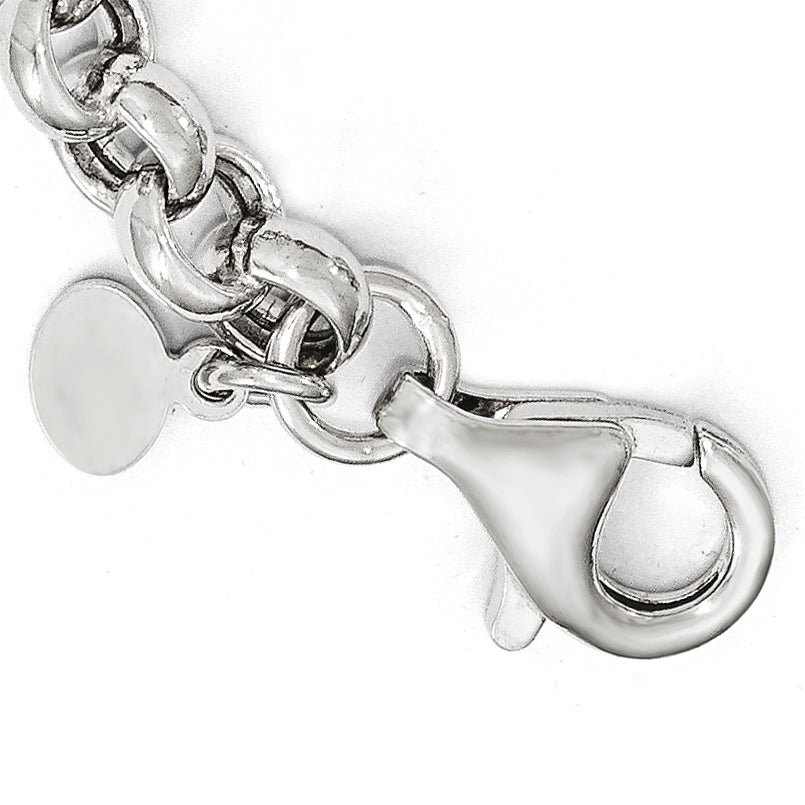 Sterling Silver Rose-tone Polished & Textured Link Bracelet