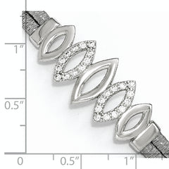 Sterling Silver Polished CZ w/1.5in ext. Bracelet