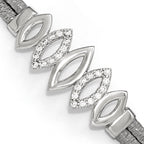 Sterling Silver Polished CZ w/1.5in ext. Bracelet