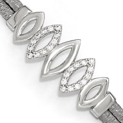 Sterling Silver Polished CZ w/1.5in ext. Bracelet