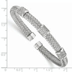 Sterling Silver 925 Woven CZ Flexible Cuff Bracelet Elegant & Polished