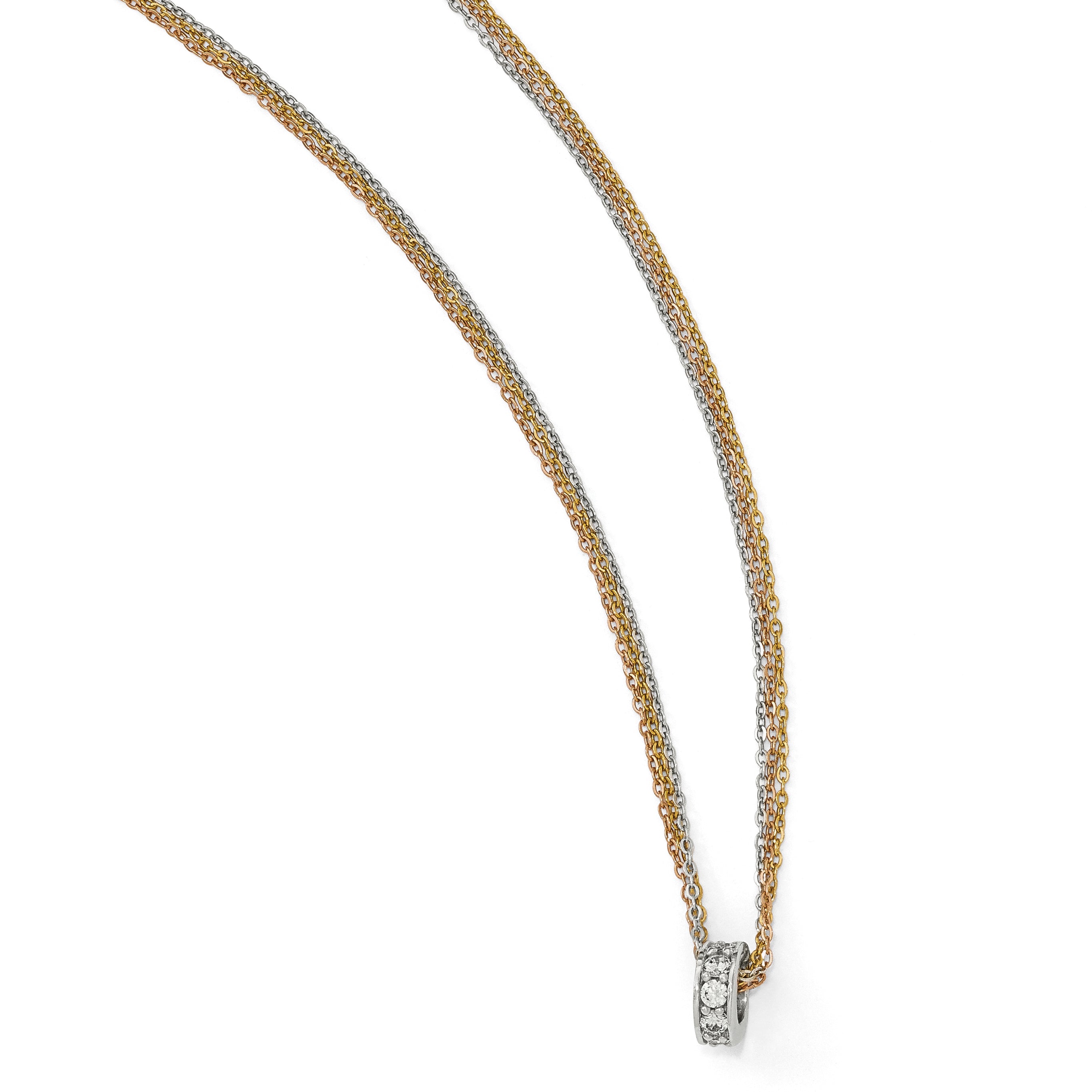 Sophia Jewelers Sterling Silver Two-Tone CZ Pendant Necklace Elegant Design Secondary image