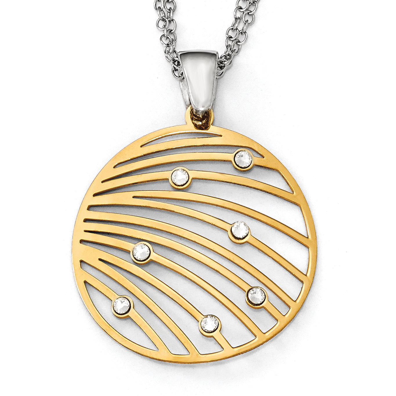 Sterling Silver Gold-tone CZ w/2in ext. Necklace Main image