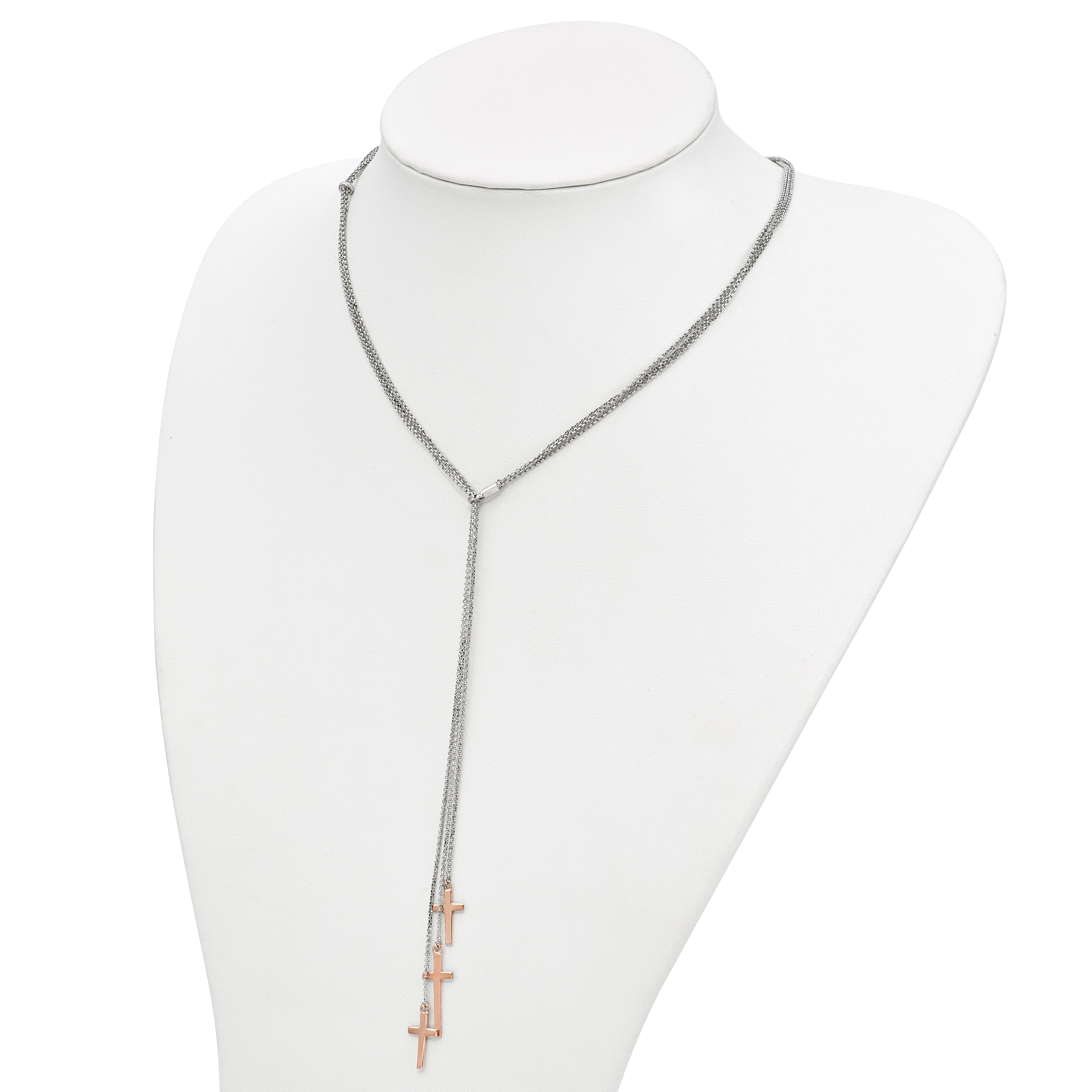Sterling Silver 925 Adjustable Rose-Tone Cross Necklace Elegant and Stylish Secondary image